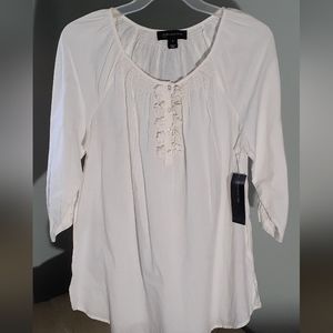 Jones New York, Oversized S 100% cotton cottagecore Embroidered peasant blouse